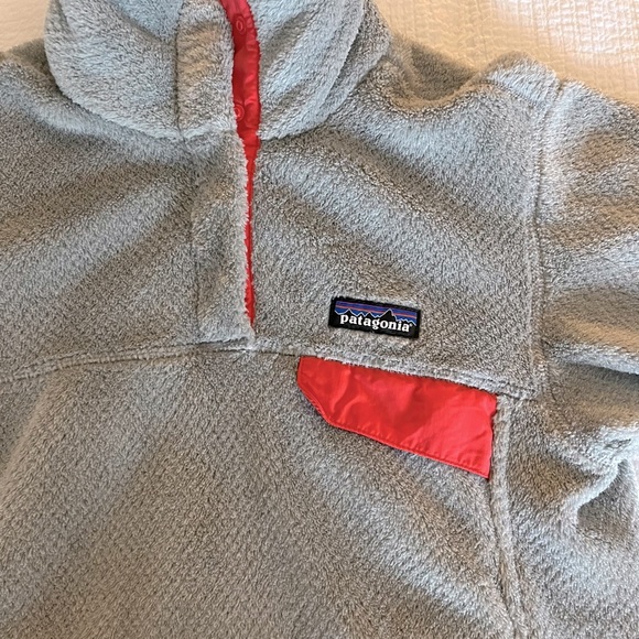 Patagonia Gray Pink Coral Re-Tool Snap-T Pullover Fleece - Picture 3 of 4